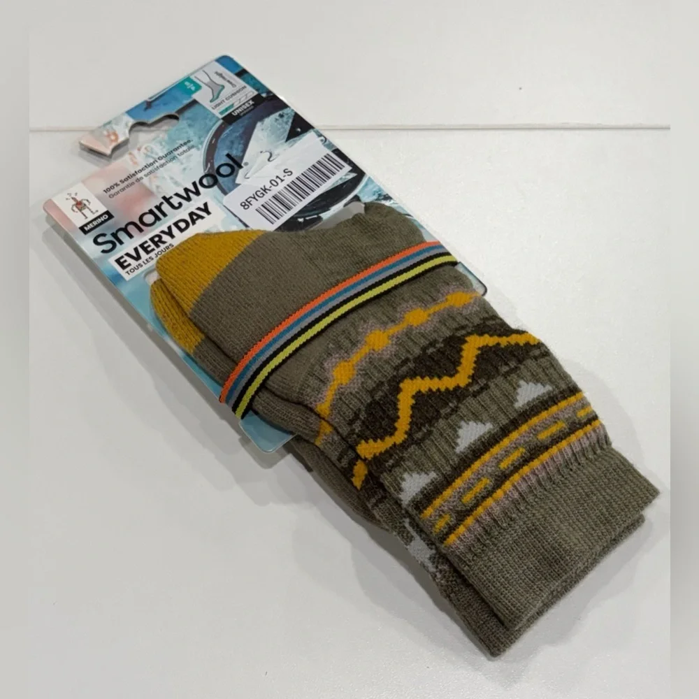 SmartWool Men's Small Everyday Hudson Trail Socks Merino Wool Brown Crew NWT